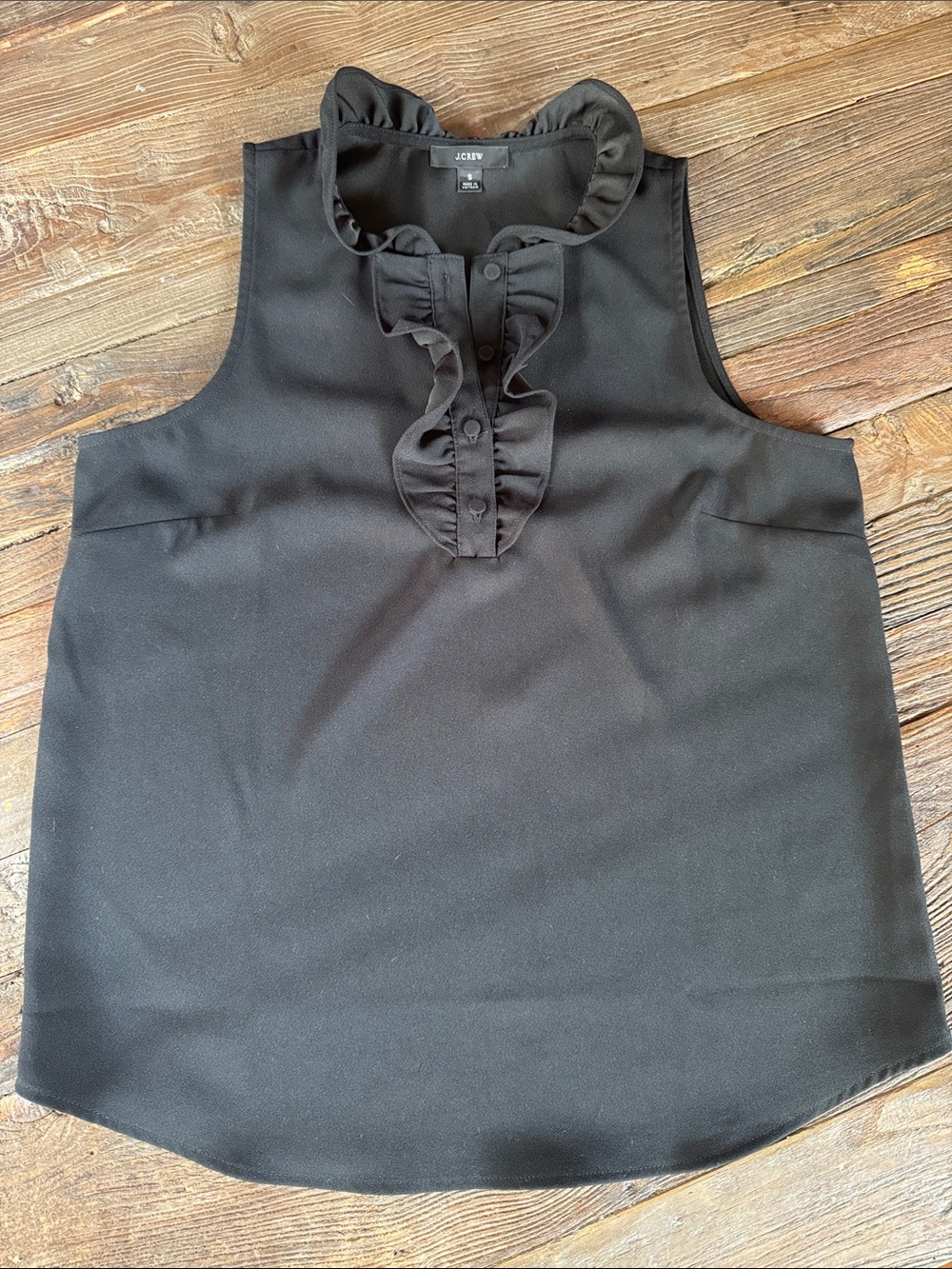J.Crew sleeveless ruffled neck top black small - Picture 2 of 7
